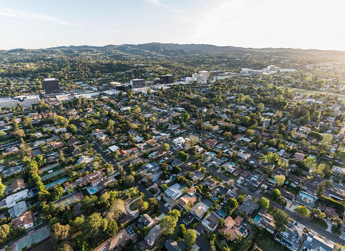 Sherman Oaks, CA - Late Afternoon Aerial View of Sherman Oaks and Encino in the San Fernando Valley
